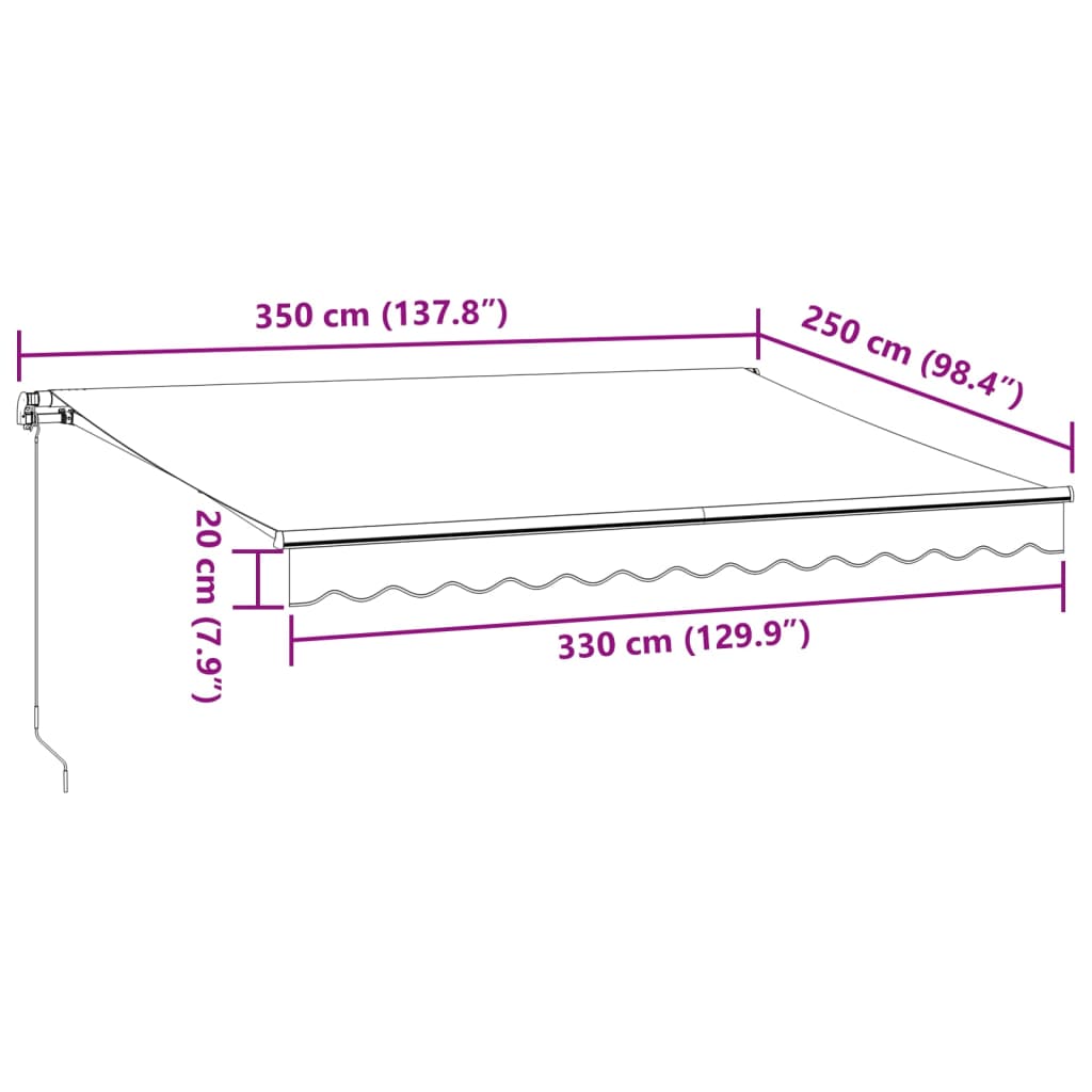 Tenda Retrattile Manuale con LED 350x250 cm Marrone - homemem39