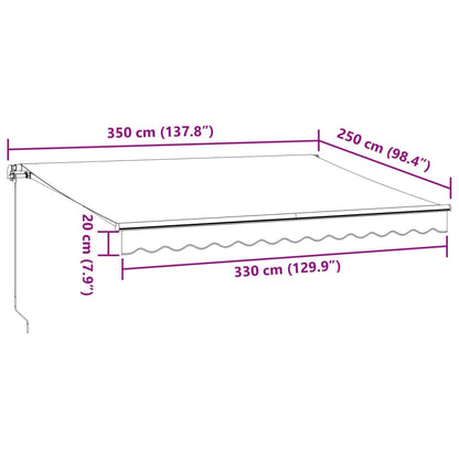 Tenda Retrattile Manuale con LED 350x250 cm Marrone - homemem39