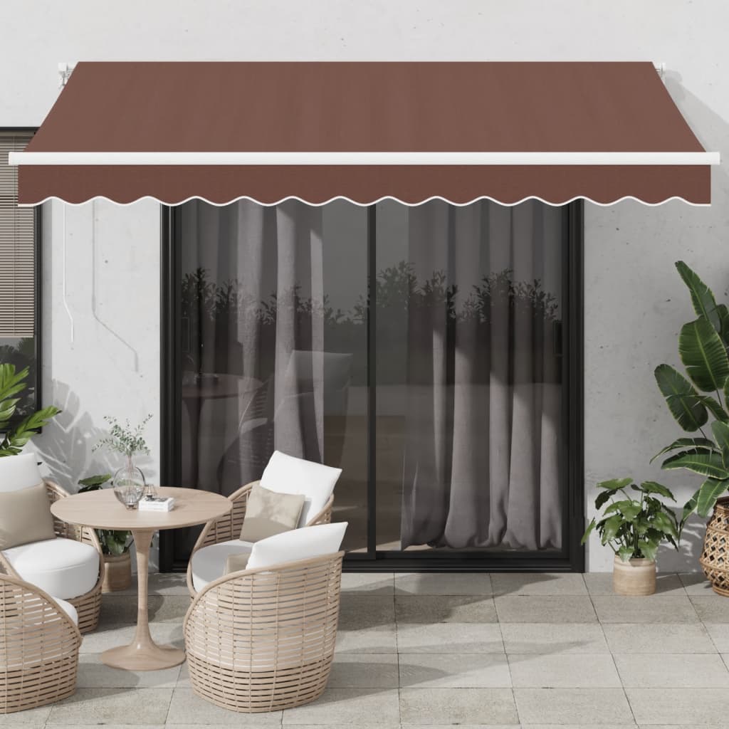 Tenda Retrattile Manuale con LED 350x250 cm Marrone - homemem39