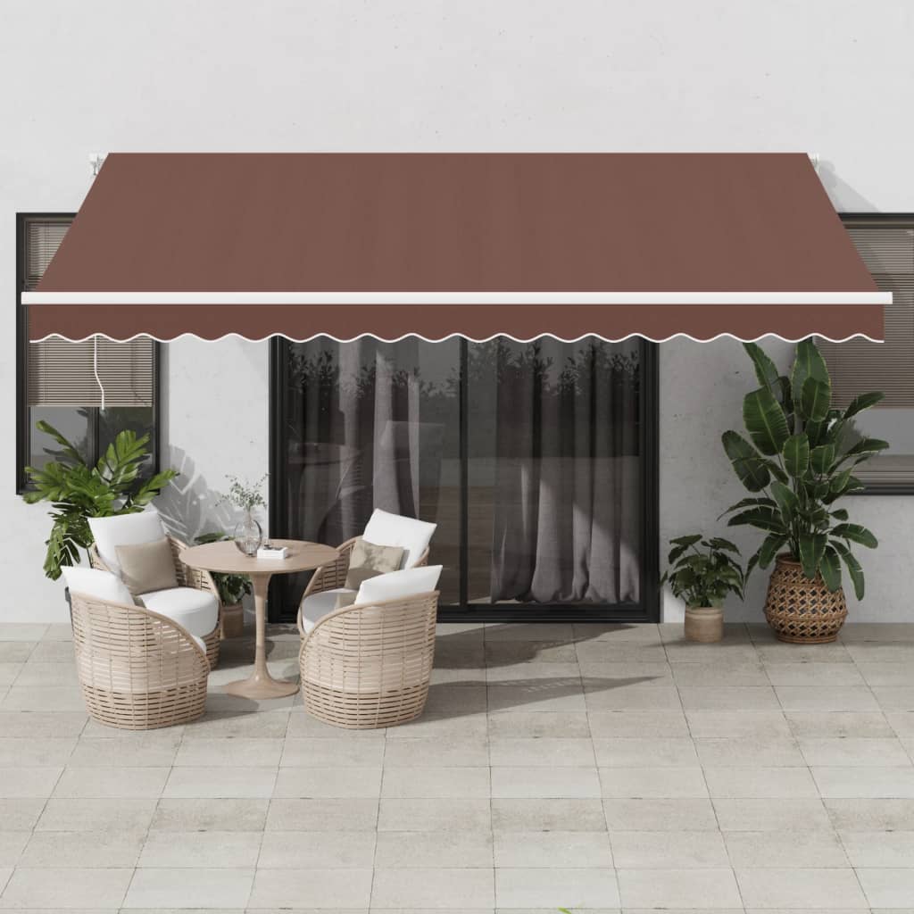 Tenda Retrattile Manuale con LED 450x300 cm Marrone - homemem39