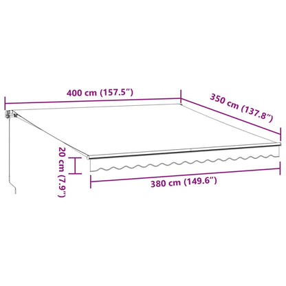 Tenda da Sole Retrattile Manuale con LED Marrone 400x350 cm