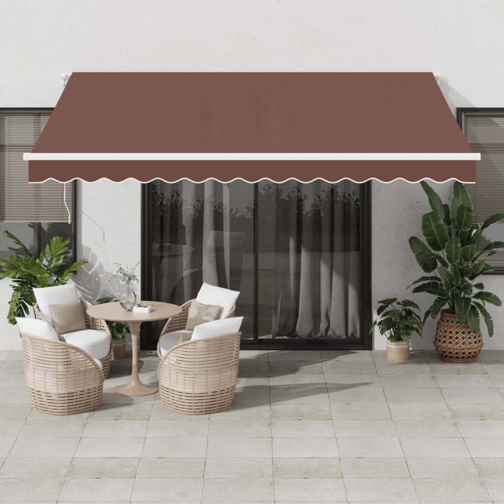 Tenda da Sole Retrattile Manuale con LED Marrone 400x350 cm - homemem39