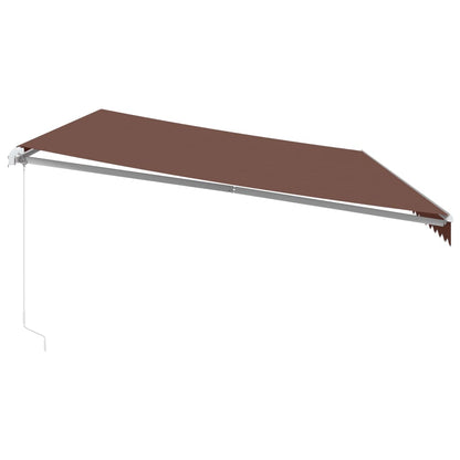 Tenda da Sole Retrattile Manuale con LED Marrone 600x350 cm