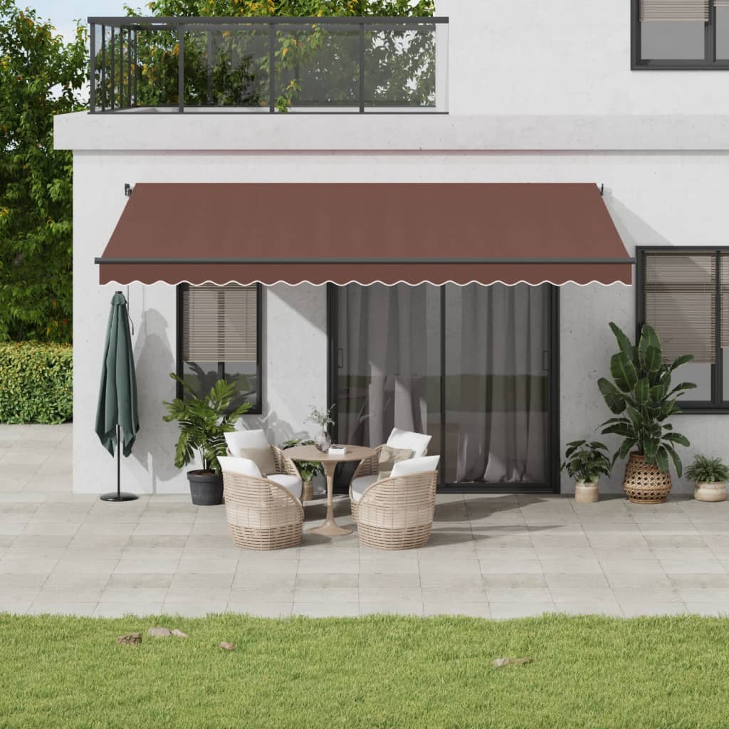 Tenda da Sole Retrattile Manuale Marrone 500x350 cm - homemem39