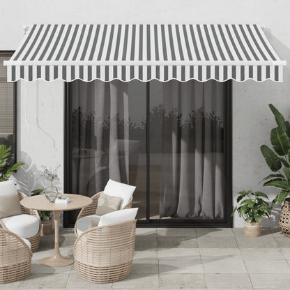 Tenda da Sole Retrattile Manuale con LED Antracite e Bianco - homemem39