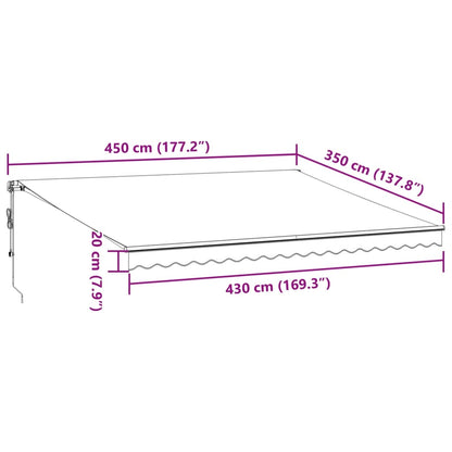 Tenda Retrattile Manuale con LED Antracite e Bianco 450x350 cm - homemem39