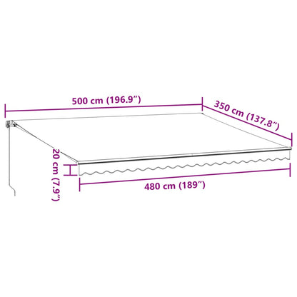 Tenda da Sole Retrattile Manuale Antracite e Bianco 500x350 cm - homemem39