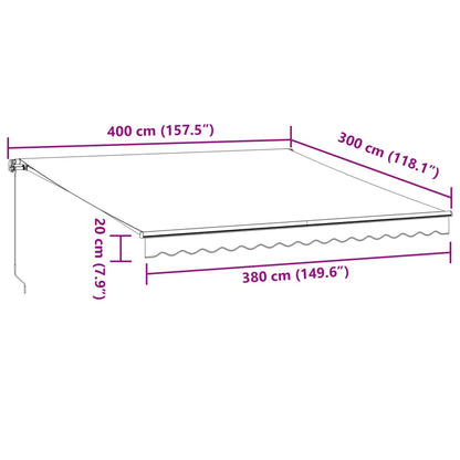 Tenda da Sole Retrattile Manuale Antracite e Bianco 400x300 cm