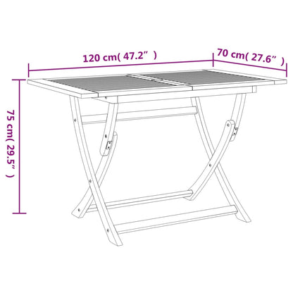 Tavolo da Giardino Pieghevole 120x70x75cm Legno Massello Acacia - homemem39