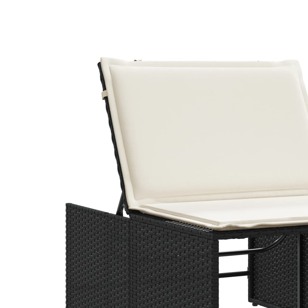 Lettini Prendisole 2 pz con Tavolino Nero in Polyrattan - homemem39