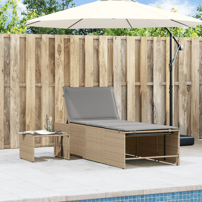 Lettini Prendisole 2 pz con Tavolino Beige in Polyrattan - homemem39