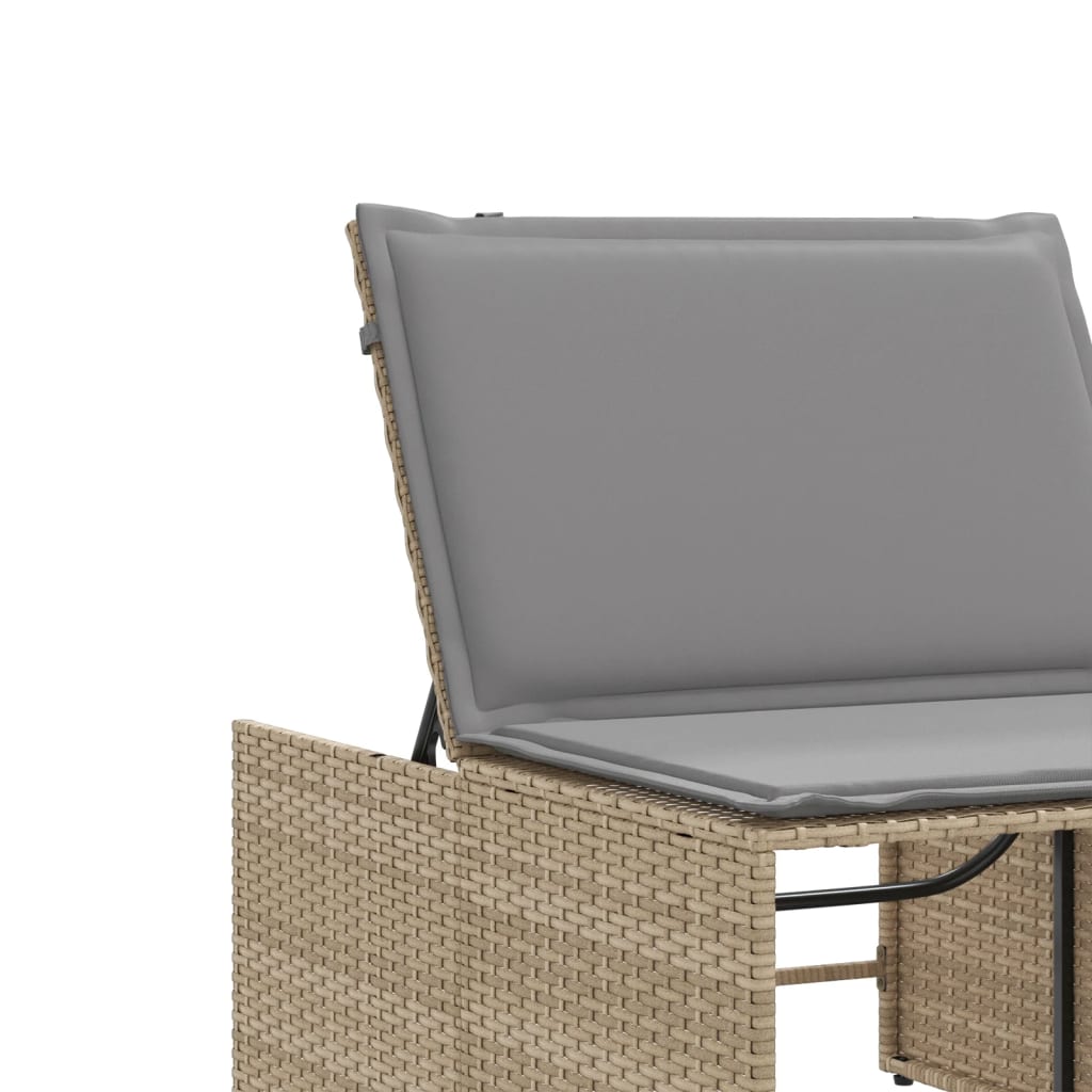 Lettini Prendisole 2 pz con Tavolino Beige in Polyrattan - homemem39