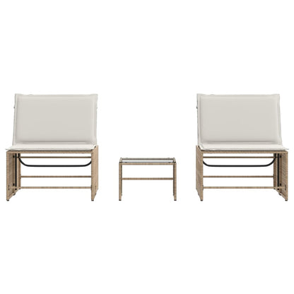 Lettini Prendisole 2 pz con Tavolino Beige in Polyrattan - homemem39