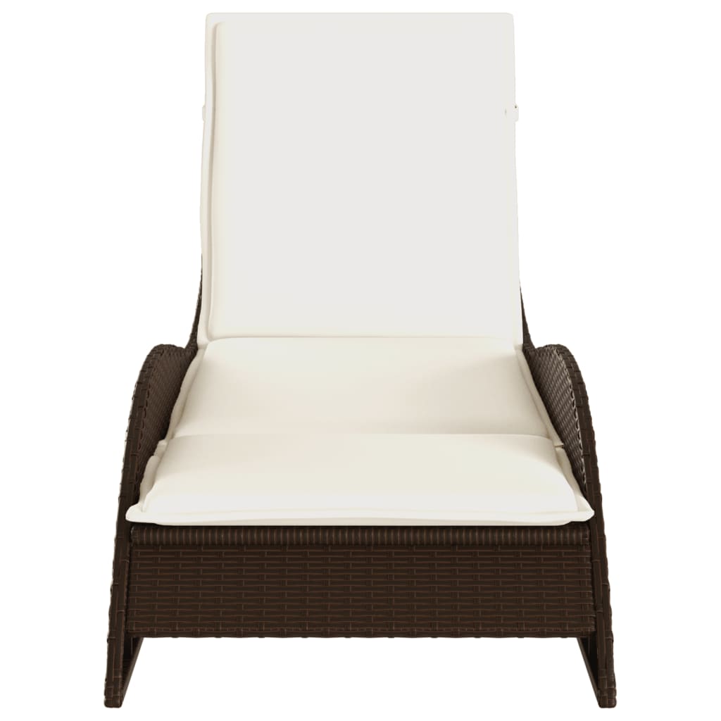 Lettino Prendisole con Cuscino Marrone 60x205x73 cm Polyrattan - homemem39