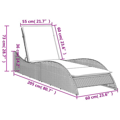 Lettino Prendisole con Cuscino Marrone 60x205x73 cm Polyrattan - homemem39