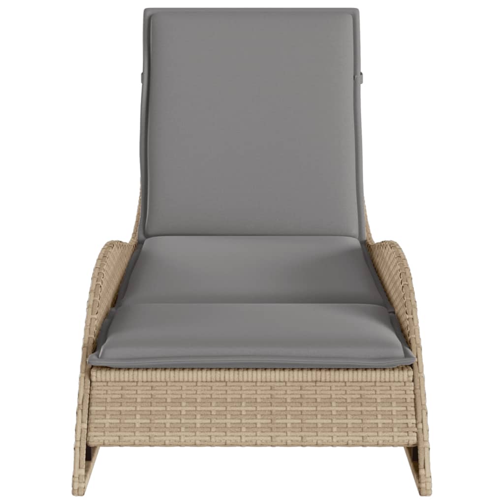 Lettino Prendisole con Cuscino Beige 60x205x73 cm in Polyrattan - homemem39