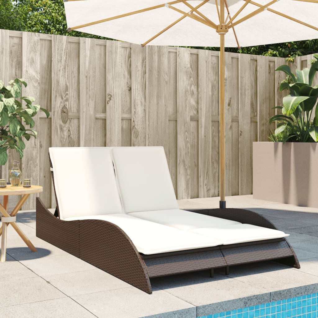 Lettino Prendisole con Cuscini Marrone 114x205x73 cm Polyrattan - homemem39