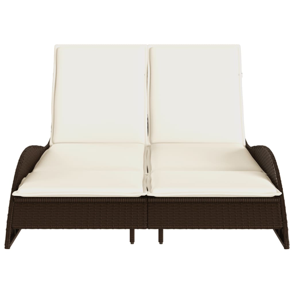 Lettino Prendisole con Cuscini Marrone 114x205x73 cm Polyrattan - homemem39