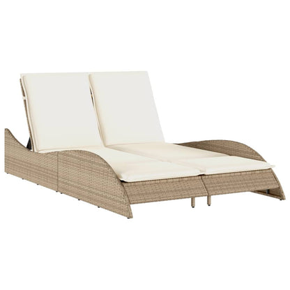 Lettino Prendisole con Cuscini Beige 114x205x73 cm Polyrattan - homemem39