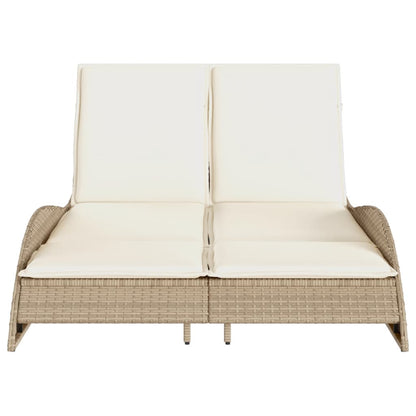 Lettino Prendisole con Cuscini Beige 114x205x73 cm Polyrattan - homemem39