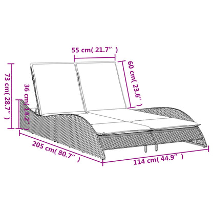 Lettino con Cuscini Grigio Chiaro 114x205x73 cm in Polyrattan - homemem39