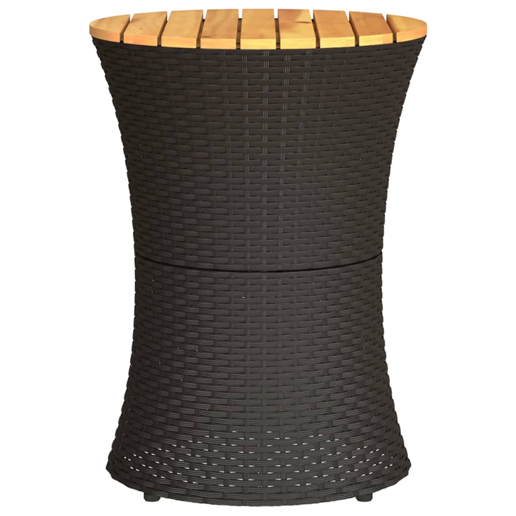 Tavolino Giardino Forma Tamburo Nero Polyrattan Legno Massello - homemem39