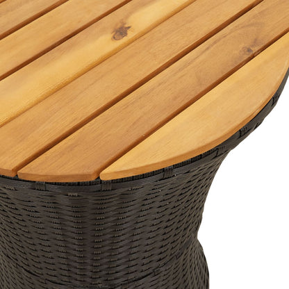 Tavolino Giardino Forma Tamburo Nero Polyrattan Legno Massello - homemem39