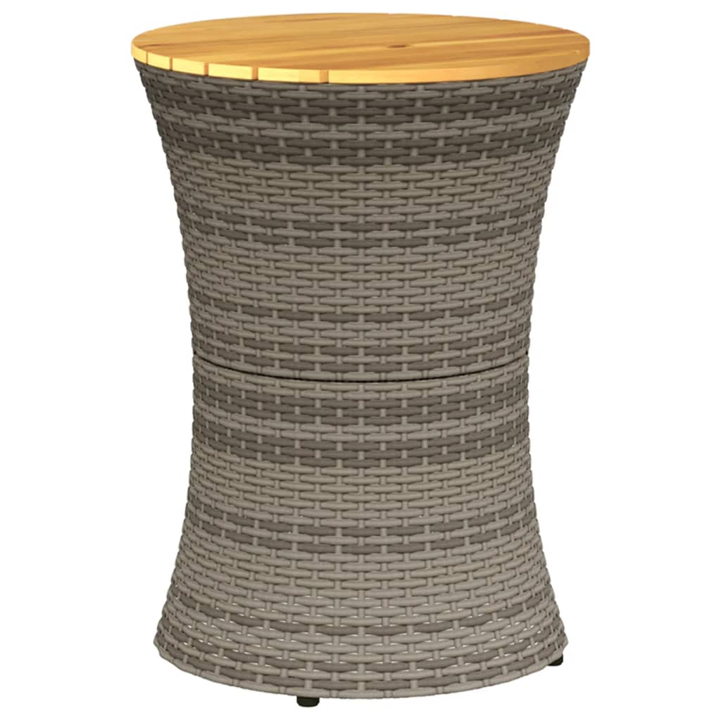 Tavolino Giardino Forma Tamburo Grigio Polyrattan Massello - homemem39