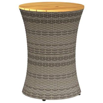 Tavolino Giardino Forma Tamburo Grigio Polyrattan Massello - homemem39