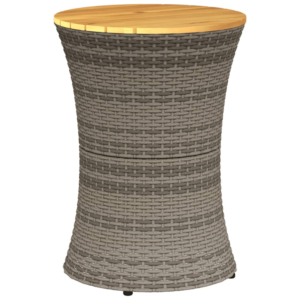 Tavolino Giardino Forma Tamburo Grigio Polyrattan Massello - homemem39