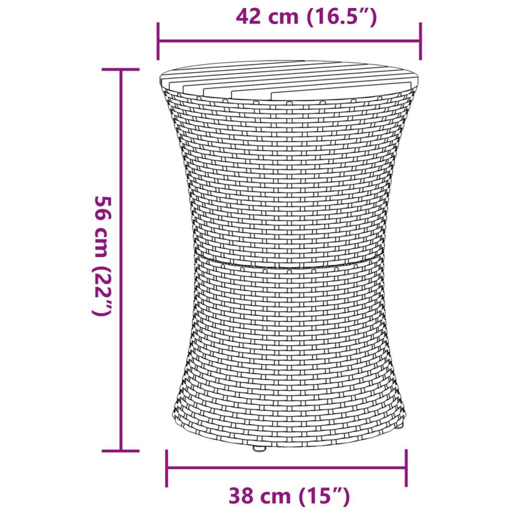 Tavolino Giardino Forma Tamburo Grigio Polyrattan Massello - homemem39