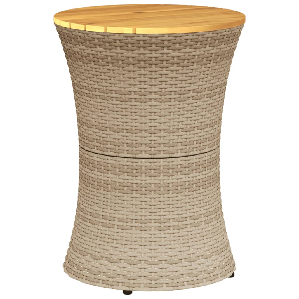 Tavolino Giardino Forma Tamburo Beige Polyrattan Legno Massello - homemem39