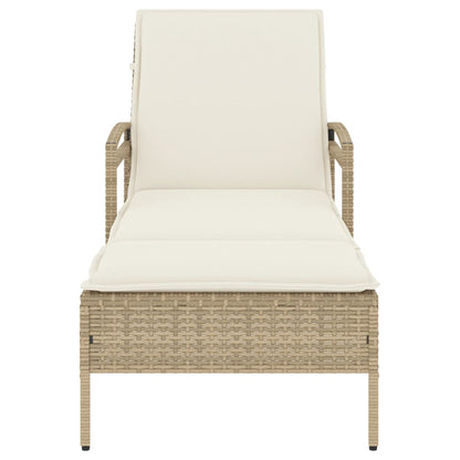 Lettino Prendisole con Cuscino Beige 63x200x81 cm in Polyrattan - homemem39