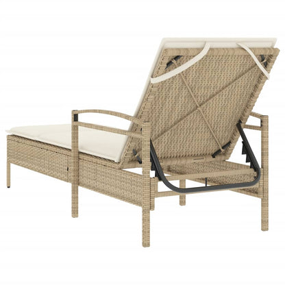 Lettino Prendisole con Cuscino Beige 63x200x81 cm in Polyrattan - homemem39