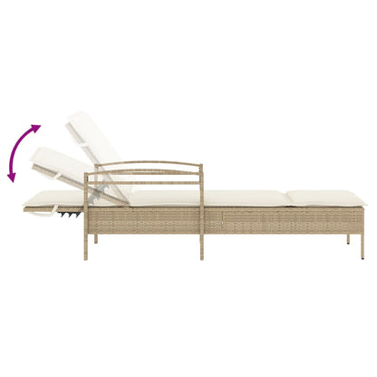 Lettino Prendisole con Cuscino Beige 63x200x81 cm in Polyrattan - homemem39