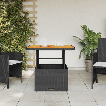 Tavolo da Giardino Nero 80x80x71cm in Polyrattan e Legno Acacia - homemem39