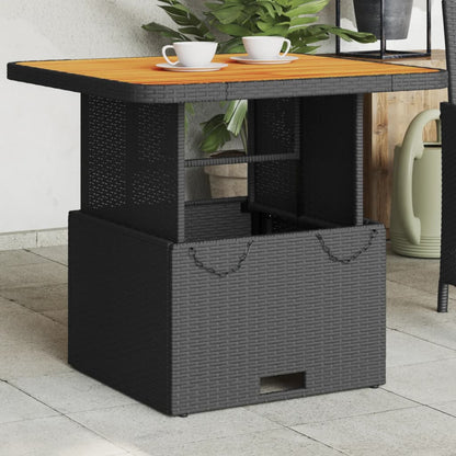 Tavolo da Giardino Nero 80x80x71cm in Polyrattan e Legno Acacia - homemem39