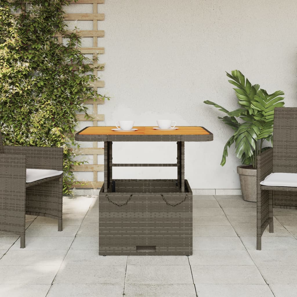 Tavolo Giardino Grigio 80x80x71 cm in Polyrattan e Legno Acacia - homemem39