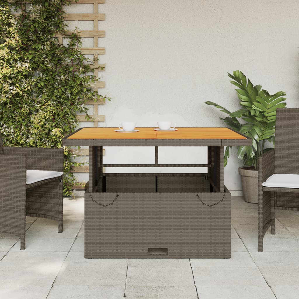 Tavolo Giardino Grigio 110x110x71cm Polyrattan Legno di Acacia - homemem39