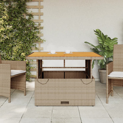 Tavolo da Giardino Beige 110x110x71cm Polyrattan e Legno Acacia - homemem39