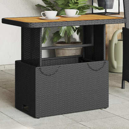 Tavolo da Giardino Nero 90x55x71cm in Polyrattan e Legno Acacia - homemem39