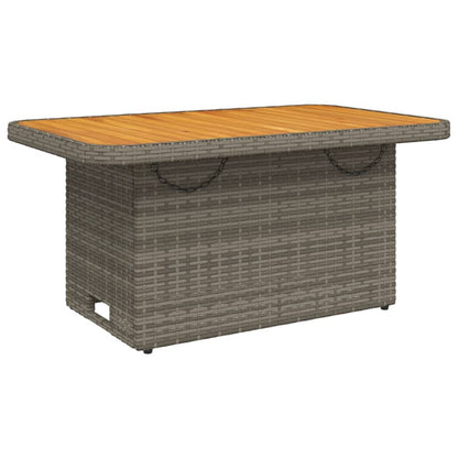 Tavolo Giardino Grigio 90x55x71 cm in Polyrattan e Legno Acacia - homemem39