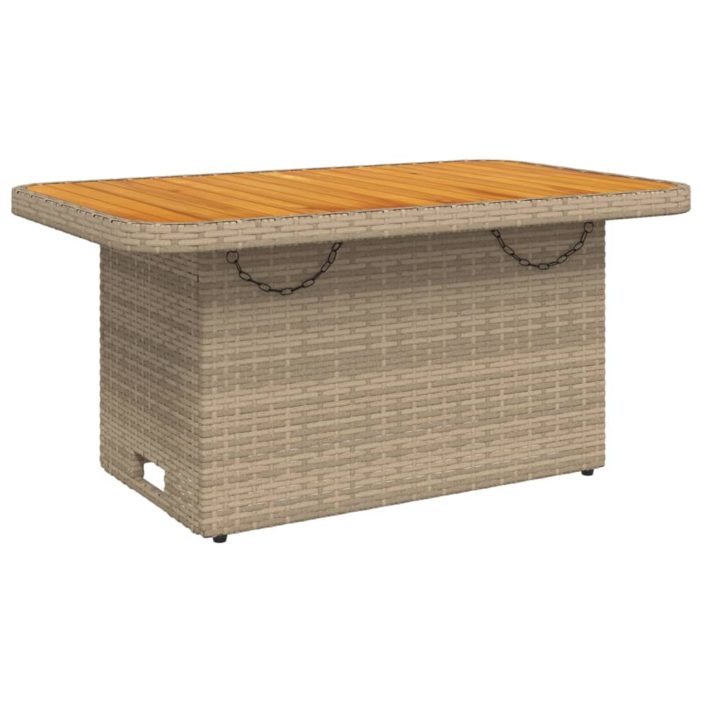 Tavolo da Giardino Beige 90x55x71cm Polyrattan e Legno Acacia - homemem39