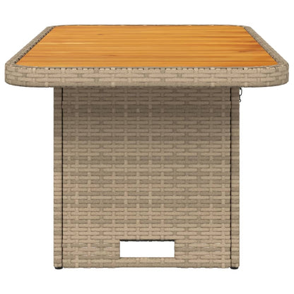 Tavolo da Giardino Beige 90x55x71cm Polyrattan e Legno Acacia - homemem39