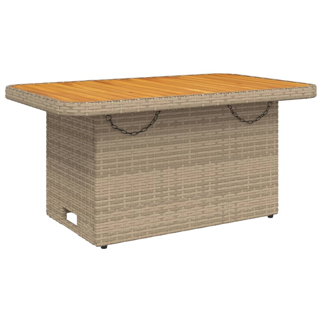 Tavolo da Giardino Beige 90x55x71cm Polyrattan e Legno Acacia - homemem39