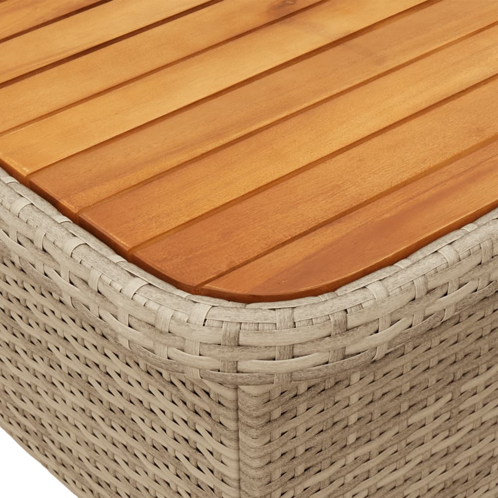 Tavolo da Giardino Beige 90x55x71cm Polyrattan e Legno Acacia - homemem39