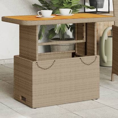 Tavolo da Giardino Beige 90x55x71cm Polyrattan e Legno Acacia - homemem39