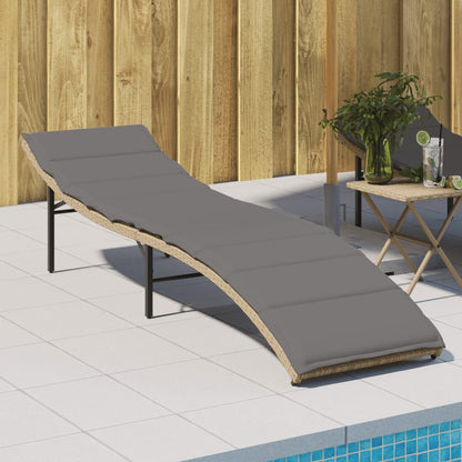 Lettino Prendisole con Cuscini Beige 55x199x50 cm Polyrattan - homemem39