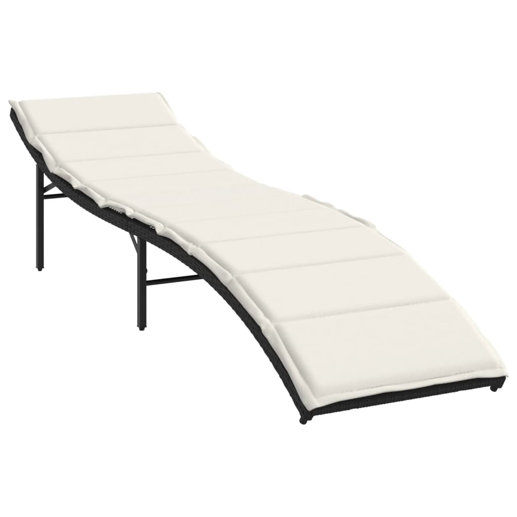 Lettini Prendisole 2 pz con Tavolino Nero in Polyrattan - homemem39