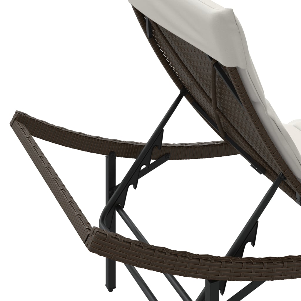 Lettini Prendisole 2 pz con Tavolino Marrone in Polyrattan - homemem39